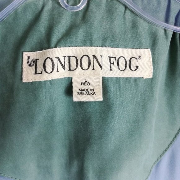 London‎ Fog Womens Coat  Lightweight Blue Zip Front Collared Pockets Long L - Picture 7 of 14